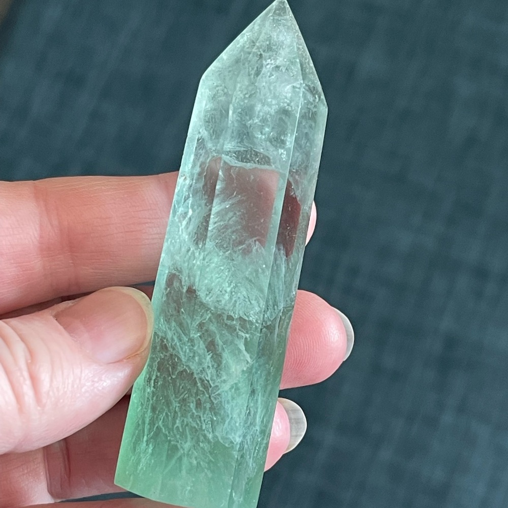 Beautiful natural green fluorite Gemstone point